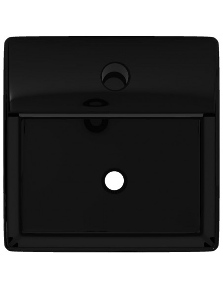 Lavandino Bagno in Ceramica Nera Quadrato con Foro per Rubinetto