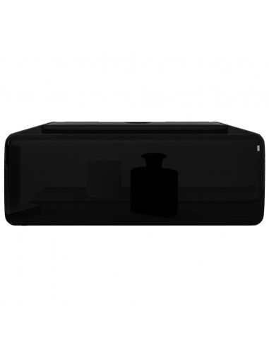 Lavandino Bagno in Ceramica Nera Quadrato con Foro per Rubinetto