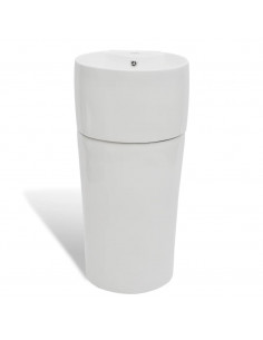 Lavandino in Ceramica Bianca Rotondo Foro Rubinetto/ Trabocco 2