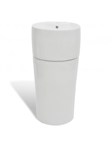 Lavandino in Ceramica Bianca Rotondo Foro Rubinetto/ Trabocco