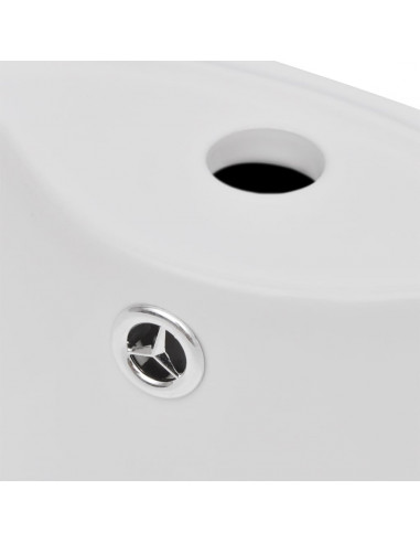 Lavandino in Ceramica Bianca Rotondo Foro Rubinetto/ Trabocco