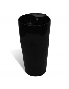 Lavandino Bagno Ceramica Nera Rotondo Foro Rubinetto/ Trabocco 2