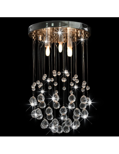 Lampadario Perle di Cristallo a Sfera Argento 3  Lampadine G9