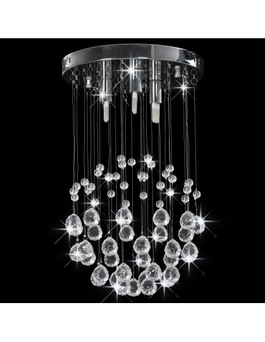 Lampadario Perle di Cristallo a Sfera Argento 3  Lampadine G9