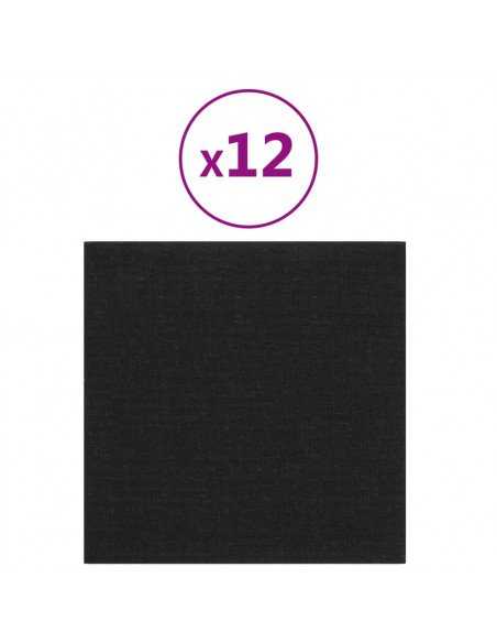 Pannelli Murali 12 pz Neri 30x30 cm in Tessuto 1,08 m²
