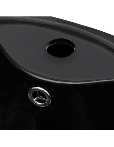 Lavandino Bagno Ceramica Nera Rotondo Foro Rubinetto/ Trabocco