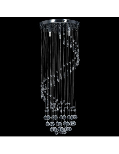 Lampadario con Perle di Cristallo a Spirale Argento G9