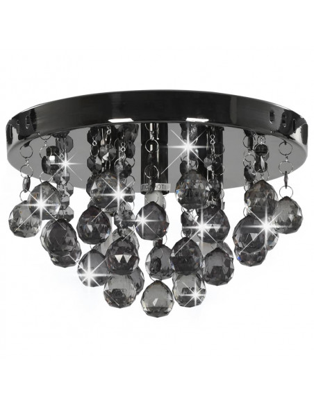 Lampadario con Perle Fumé Tondo Nero G9