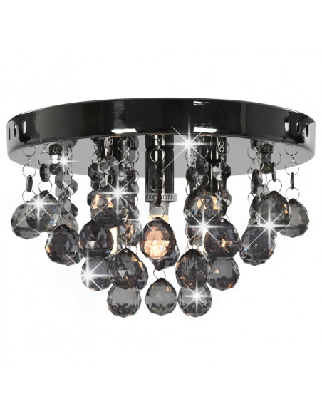 Lampadario con Perle Fumé Tondo Nero G9