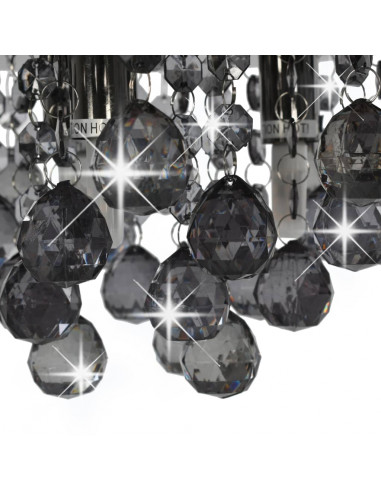 Lampadario con Perle Fumé Tondo Nero G9