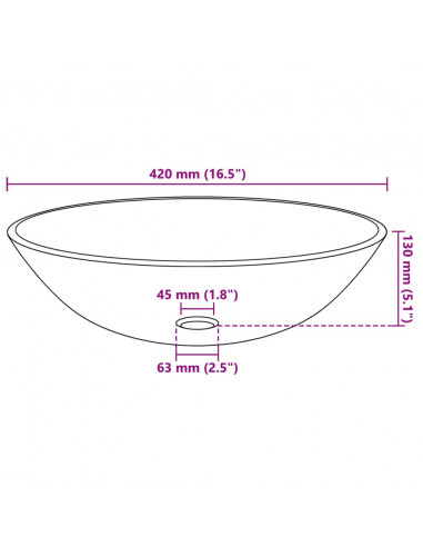 Lavandino in Vetro Temperato 42cm Smerigliato