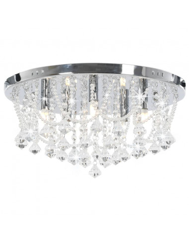 Lampadario Perle di Cristallo Argento Rotondo 4  Lampadine G9
