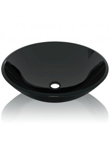 Lavandino in Vetro Temperato 42 cm Nero