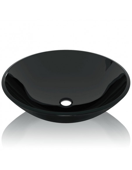 Lavandino in Vetro Temperato 42 cm Nero