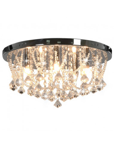 Lampadario Perle di Cristallo Argento Rotondo 4  Lampadine G9