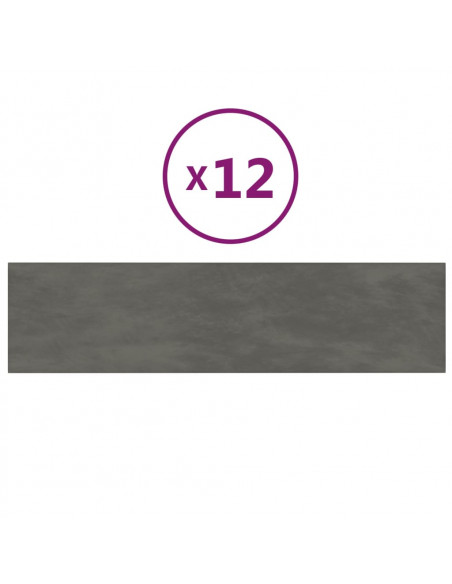 Pannelli Murali 12 pz Grigio Scuro 60x15 cm Velluto 1,08 m²