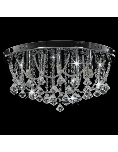 Lampadario Perle di Cristallo Argento Rotondo 4  Lampadine G9