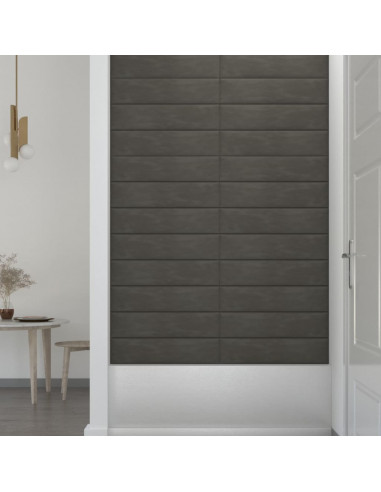 Pannelli Murali 12 pz Grigio Scuro 60x15 cm Velluto 1,08 m²