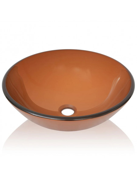 Lavandino in Vetro Temperato 42 cm Marrone