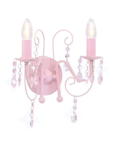 Lampada da Muro con Perle Rosa 2 Lampadine E14