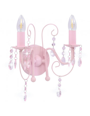 Lampada da Muro con Perle Rosa 2 Lampadine E14