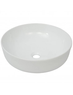 Lavandino Tondo in Ceramica Bianca 41,5x13,5 cm 2