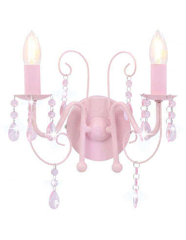 Lampada da Muro con Perle Rosa 2 Lampadine E14