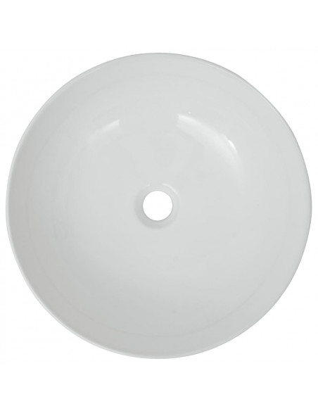 Lavandino Tondo in Ceramica Bianca 41,5x13,5 cm