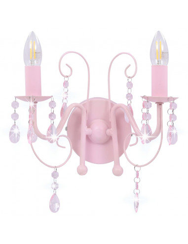 Lampada da Muro con Perle Rosa 2 Lampadine E14