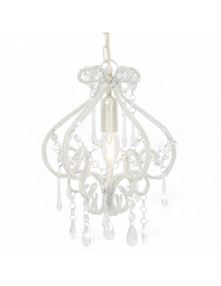 Lampadario con Perle Bianco Rotondo E14
