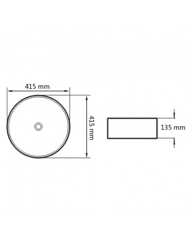 Lavandino Tondo in Ceramica Bianca 41,5x13,5 cm