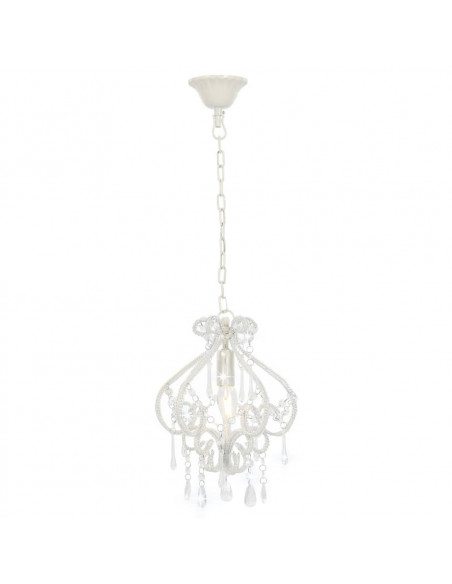 Lampadario con Perle Bianco Rotondo E14
