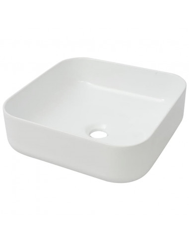 Lavandino Quadrato in Ceramica Bianca 39x39x13,5 cm