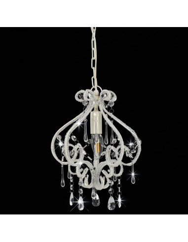 Lampadario con Perle Bianco Rotondo E14