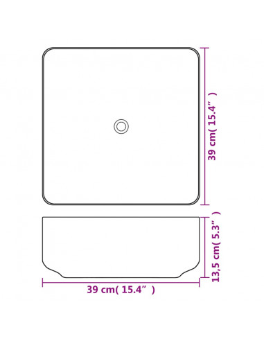 Lavandino Quadrato in Ceramica Bianca 39x39x13,5 cm