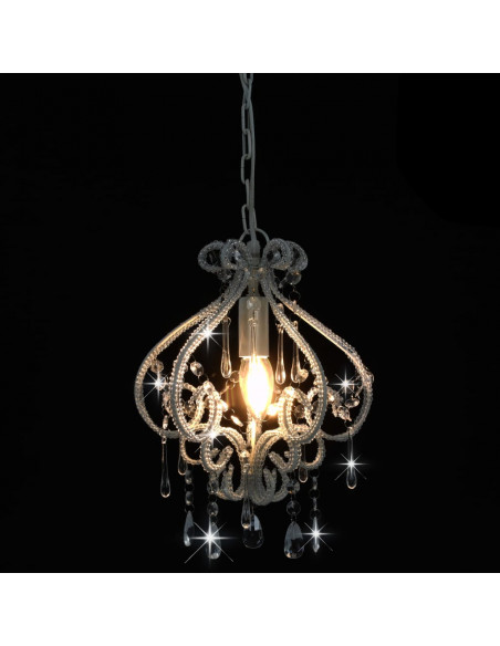 Lampadario con Perle Bianco Rotondo E14