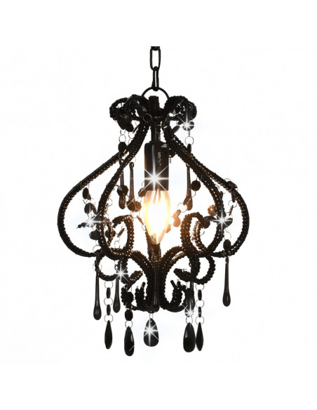 Lampadario con Perle Nero Rotondo E14