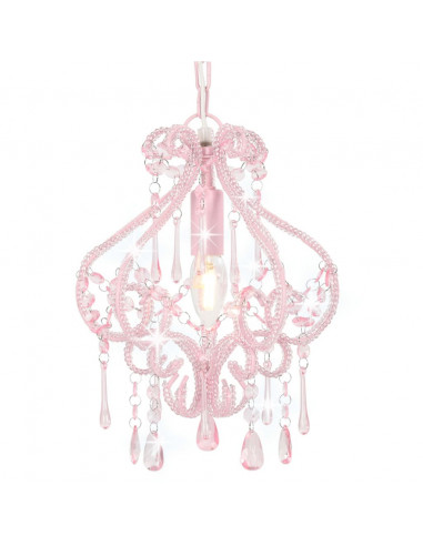Lampadario con Perle Rosa Rotondo E14