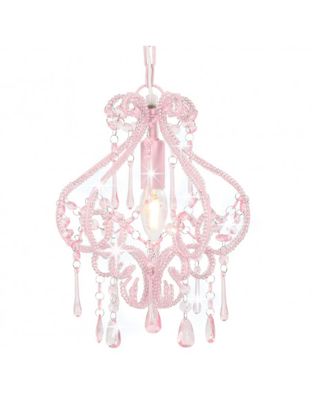 Lampadario con Perle Rosa Rotondo E14