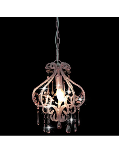 Lampadario con Perle Rosa Rotondo E14