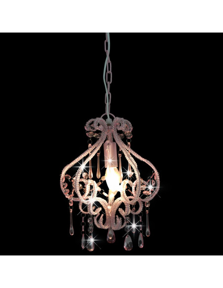 Lampadario con Perle Rosa Rotondo E14