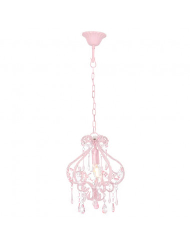 Lampadario con Perle Rosa Rotondo E14