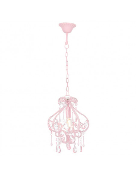 Lampadario con Perle Rosa Rotondo E14