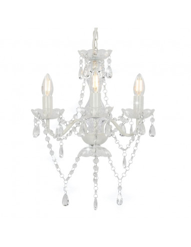 Lampadario con Perline Bianco Tondo 3 E14