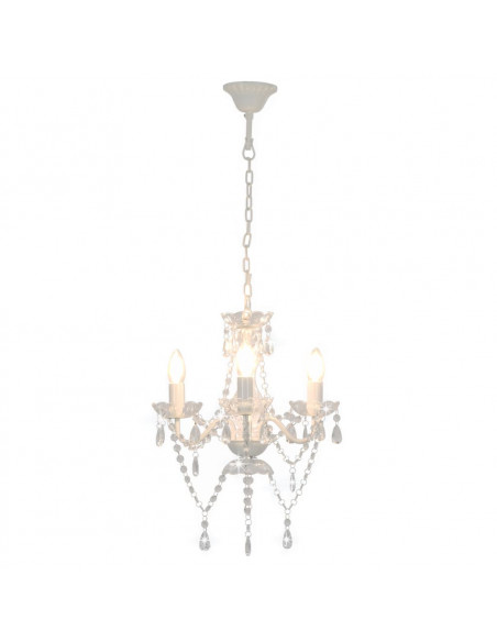 Lampadario con Perline Bianco Tondo 3 E14