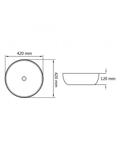 Lavandino Tondo in Ceramica Bianca 42x12 cm