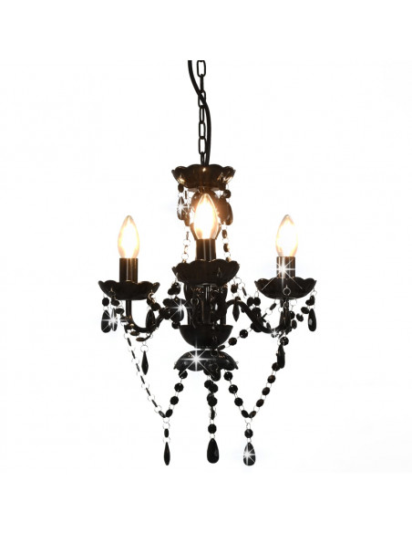 Lampadario con Perline Nero Tondo 3 E14