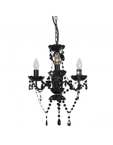 Lampadario con Perline Nero Tondo 3 E14