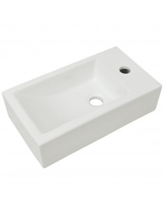 Lavandino con Foro Rubinetto Rettangolare Ceramica 46x25,5x12cm 2