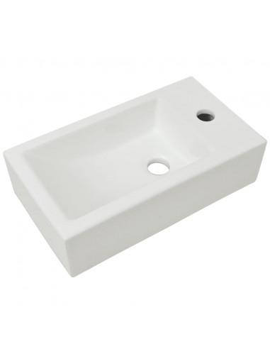 Lavandino con Foro Rubinetto Rettangolare Ceramica 46x25,5x12cm